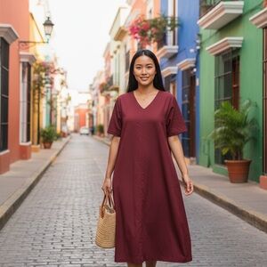 Uniqlo Burgundy Midi Dress